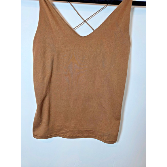 Vintage Y2k Brown Cami Top Women's Spaghetti Strap Cropped Size Small - Picture 3 of 8